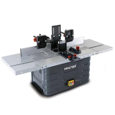 Image de Practixx Fraiseuse PX TFM 40 de table 1500W Pinces serrage 6/8/12 mm Hauteur broche max. Réglage la vitesse variable 11500 à 24000 tr/min Avec élargisseurs