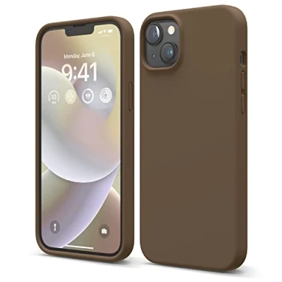 Image de elago Coque Silicone Liquide Compatible avec iPhone 14 Plus Étui (6.7), Premium, Housse Protection Complète Case Antichoc à 4 Structure, Microfibre Douce Empêche Rayures (Marron)