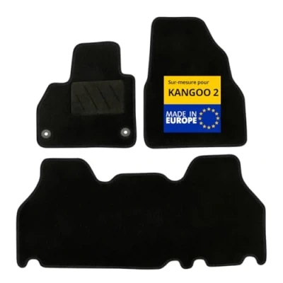 Image de DBS Tapis de Voiture sur Mesure pour Kangoo 2 (dès 2008) Sol antidérapant Automobile Moquette Galaxy 4 pièces, Noir