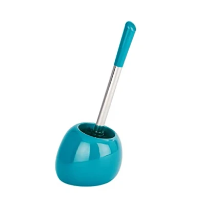 Image de WENKO Porte Brosse WC Céramique Polaris Bleu Turquoise, Noir, remplaçable, 19x34,6x14,6 cm
