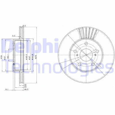 Image de DELPHI BG3171 Disque de frein 279 22 5 ventilé huilé non traité sans roulement roue, bague ABS