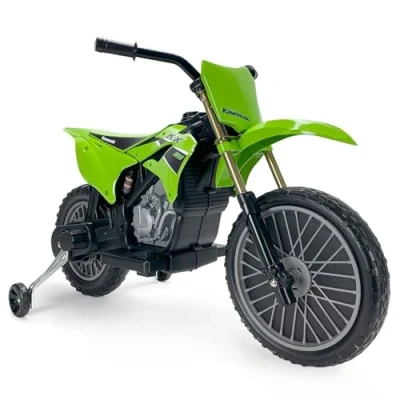 Image de INJUSA Moto Électrique Kawasaki KX85 6V, pour Enfants +2 Ans, Batterie Pédale d&#039;Accélérateur, Roues Stabilisatrices, Frein Électrique, Vitesse 5 km/h, Vert