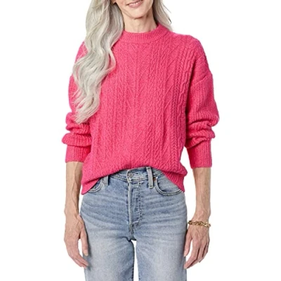 Image de Amazon Essentials Pull À Col Rond Torsadé Moderne Doux Au Toucher (Disponible en Grande Taille) Femme, Rose Incandescent, XL