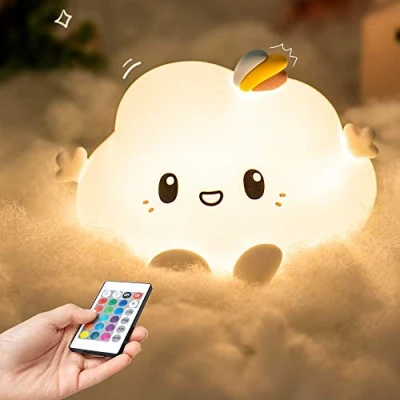 Image de One Fire veilleuse pour enfants, 16 couleurs, 5 niveaux de luminosité, bébé, lumière d&#039;allaitement à intensité variable, décoration Kawaii, lampe chevet