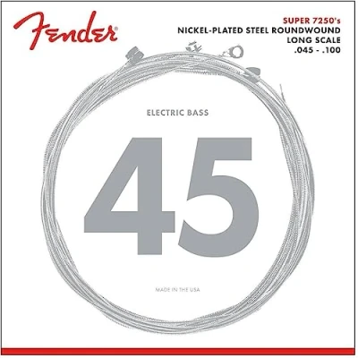 Image de Fender 0737250405 Cordes de basse 7250, acier nickelé, longue gamme, jauges 7250ML .045 .100, (4)