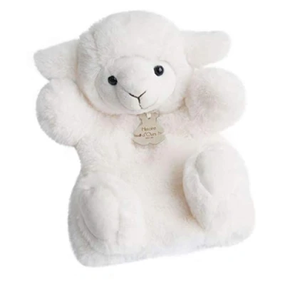Image de Histoire d&#039;Ours Peluche Marionette à Main Agneau 25 cm Blanc Douce Marionnette Mouton Développe la Créativité Raconter des Histoires 2 en 1 Toute HO2597