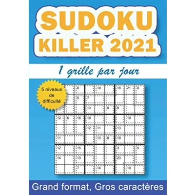 Image de sudoku killer 2021, 1 grille par jour: 365 grilles de pour adulte, 5 niveaux difficulté, gros caractères, grand format A4