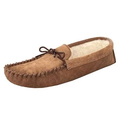 Image de Moccasins en daim véritable avec doublure thermique et semelle souple pour homme, Taupe/suède, 40 2/3 EU
