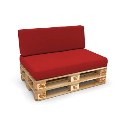 Image de POKAR Set de 2 Coussins pour Palettes Euro: 1x Assise 120x80cm + Dossier 120x40cm, en Mousse formée à Froid, Canapé Jardin, Intérieur et Extérieur, sans Palette, Rouge