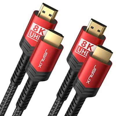Image de JSAUX 10K 8K Cable HDMI 3M 2 Paquets, 2.1 48Gbps Haute Vitesse Câble HDMI, 4K@120Hz 144Hz, 8K@60Hz, HDCP 2.2 &amp; 2.3, HDR 10, eARC Compatible avec PS5 PS4 Dolby Rouge