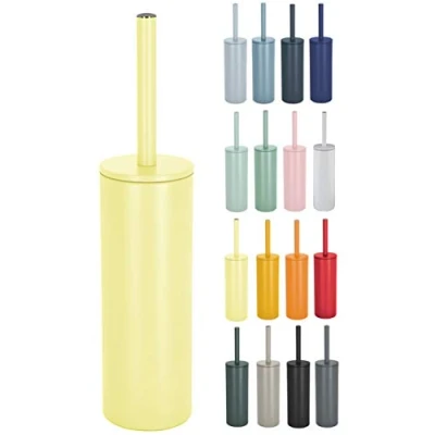 Image de Spirella, Brosse WC avec Support Acier, Modèle Akira, tête Interchangeable et d&#039;un Pot en Acier Solide, Récipient hygiénique, Toilette fermée, à Poser, Jaune Mat, 40 x 9.5 cm
