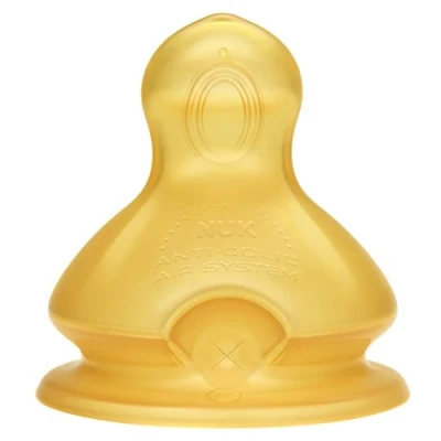 Image de NUK First Choice+ Baby Bottle Teat, 0 6 Months, Latex with Medium Feed Hole, Anti Colic, 2 Count