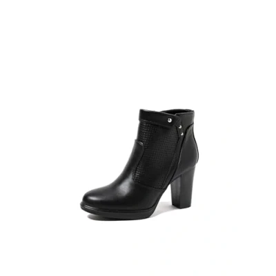 Image de QUEEN HELENA Bottines perforées à bout pointu avec talon décontracté femme X30 114, Noir , 37 EU