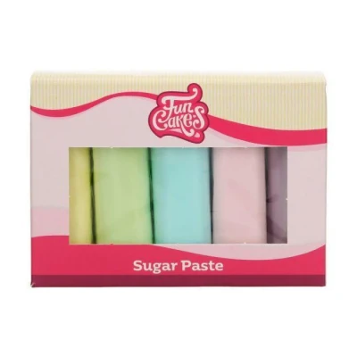 Image de FunCakes Multipack de couleurs pastel : facile à utiliser, lisse, souple, doux et parfait pour la décoration gâteaux, halal, casher sans gluten. 5 couleurs, x 100 g