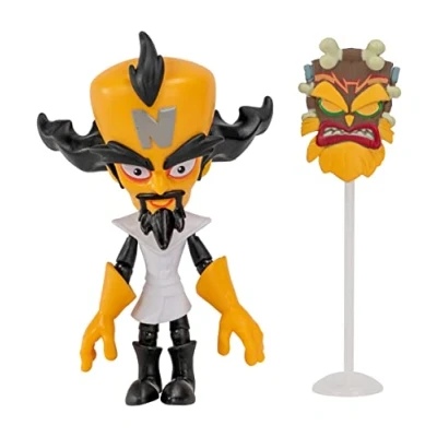 Image de BANDAI Crash Bandicoot Figurines Dr Neo Cortex avec Masque Jouet de 11 cm et Accessoires Support à Collectionner comme Marchandises Cadeaux Jeu vidéo