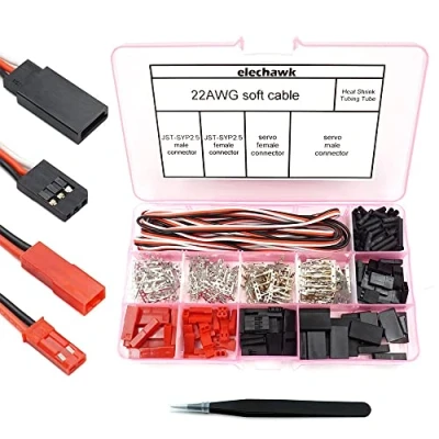 Image de elechawk Lot de 40 connecteurs servo RC mâles et femelles compatibles JST SYP Futaba pour Hitec Spektrum