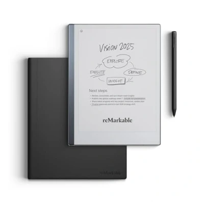 Image de reMarkable Essentials Bundle noir tablette en papier 2 Comprend une 10,3&quot;, un marqueur plus stylo avec gomme, étui portefeuille cuir et essai