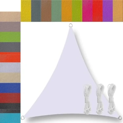 Image de Ufamiluk Toile Ombrage Triangulaire Triangle pour Patio Anti 95% UV avec Corde Libre Voile d&#039;ombrage ajourée terrasse Jardin extérieur Piscine Blanc 2x2x2m