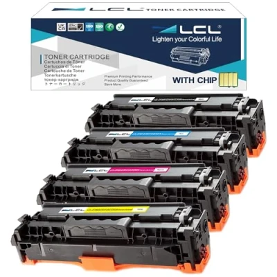 Image de LCL Cartouche de Toner Remanufacturée 304A CC530A CC531A CC532A CC533A (1 Noir 1 Cyan Magenta Jaune) Remplacement pour HP Color Laserjet CP2020/CP2025/CM2320