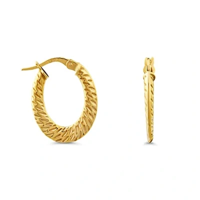 Image de Miore Bijoux pour Femmes Créoles Brillantes ciselées en Or Jaune 9 carats/ 375 Boucles d&#039;Oreilles 2x20mm