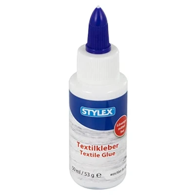 Image de Stylex 23347 Colle textile Flacon de 53 g inodore pour tissus et textiles Sans solvant Séchage transparent lavable jusqu&#039;à 40 C