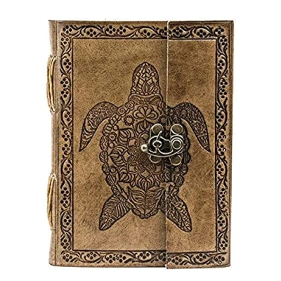 Image de OVERDOSE TORTOISE Journal Notebook antique fait à la main pour les Bureau Cadeau de voyage cahier note Carnet croquis en coir dessin Taille 5x7 pouces 12x17cm A6