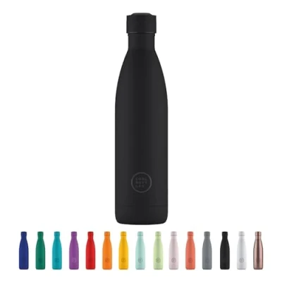 Image de Cool Bottles Bouteille en Acier Inoxidable 500 ml Mono Black 30,5 x 8 cm Isotherme Boissons Froides 36 Heures Chaudes 18 Triple Technology Sans BPA