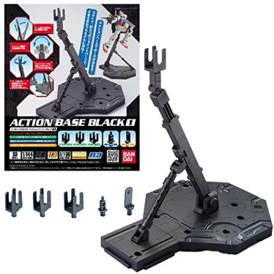 Image de Gunpla Bandai 5058009 Black Action Base 1 Display Stand 1/100 Model Kit Accessories Gundam Maquette Accessoire Socle d&#039;exposition pour Robot à Construire MK58009/2001142, BAN148215