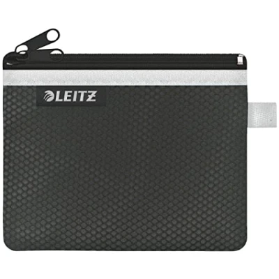 Image de Leitz WOW Trousse de Voyage, Résistante à l&#039;Eau, Transparente, Idéale pour une Organisation et un Rangement Visuels, Petite (A6) Noire