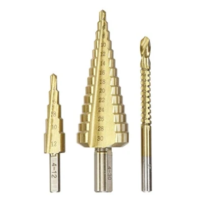 Image de kwb foret étagé, jeu de 3 pièces avec à fraiser, 1 x 4 12 mm et 30 mm, surface nitrurée au titane