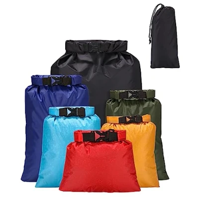 Image de Jissta 6 Pcs Sac Étanche Léger 1.5/2.5/3/3.5/5/8L,Sac à Sec Imperméables,Étanche et Imperméable Combo Submersible,pour Cyclisme Kayak Pêche Randonnée Campin Couleur Mixte