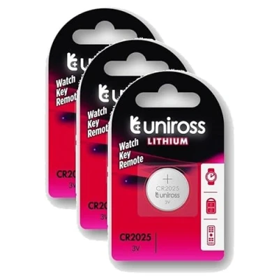 Image de Uniross Pack de 3 Piles Lithium CR2025, 3V