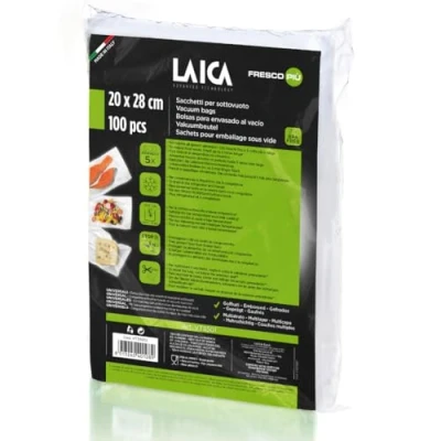 Image de LAICA VT35012 Pack de 100 Sachets pour Machine à Emballer Sous Vide, 20x28cm