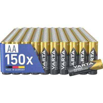 Image de VARTA Piles AA, lot de 150, Power on Demand, Alcalines, 1,5V, pack stockage, pour accessoires informatiques, smart home, lampes poche, Made in Germany [Exclusif sur Amazon]