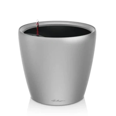 Image de Lechuza Pot de Fleurs d&#039;Interieur Premium Classico Ls Réserve d&#039;Eau Intégrée Coloris Argent Ø 21 X 20 cm