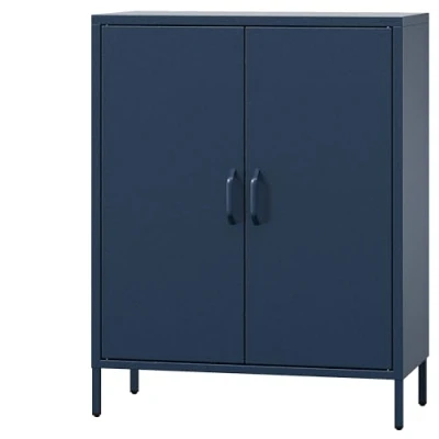 Image de Jan Nowak Buffet Métal, Armoire de Rangement 2 Portes VITO Étagères Réglables, Fermeture Magnétique Silencieuse Meubles Salon, Style Industriel 80 x 101,5 40 cm Bleu Foncé