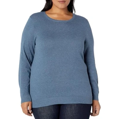 Image de Amazon Essentials Pull Col Rond Léger À Manches Longues (Grandes Tailles Disponibles) Femme, Bleu, XS