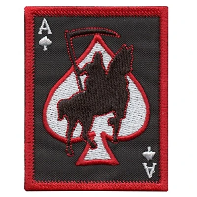 Image de Ace of Spades Grim Reaper Death Card Morale Tactical Skull Skeleton Embroidery Touch Fastener Patch