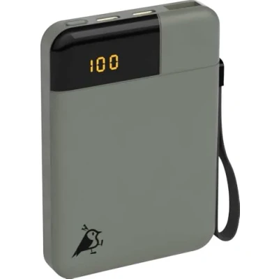 Image de Aqiila Batterie externe 5000 mAh, 12 W, écran LCD, 2 ports USB C, 1 port A, chargeur portable, charge pass through, légère et compacte, surface douce au toucher, Powerbird vert mousse dans un