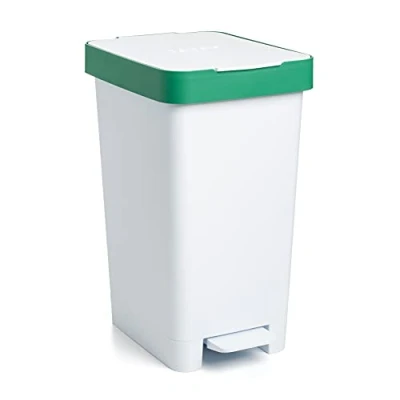 Image de TATAY Poubelle de Cuisine Smart, Capacité 25L, Pédale Rétractable, Polypropylène, Sans BPA, Sac 30L. Vert. Dimension 26 x 36 47cm