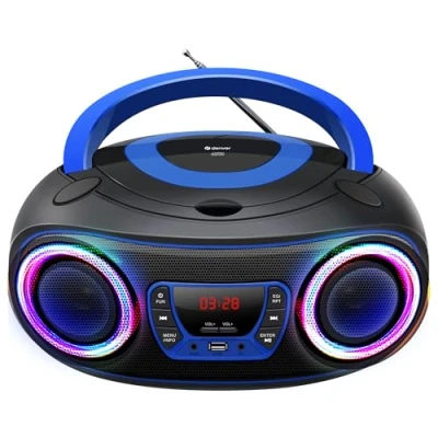 Image de Denver Lecteur CD Portable avec Effets de Lumière Bluetooth Poste Enfant Boombox Radio FM AUX TCL212BT Bleu