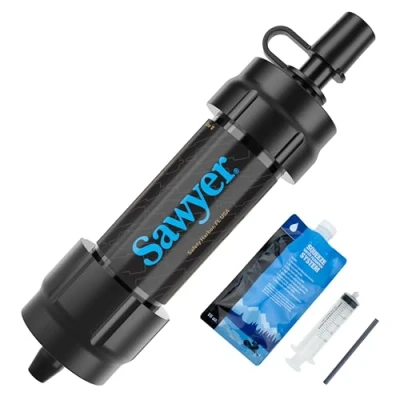 Image de Filtre à Eau Sawyer Mini PointONE pour l&#039;Extérieur Élimine 100% des Microplastiques et 99,99999% Bactéries (Noir)
