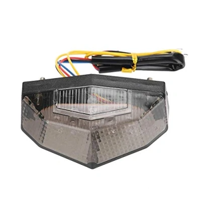 Image de Qiilu feu arrière à LED modifié pour moto 1,9 x 4,1 2 pouces, d&#039;avertissement en plastique avec clignotant de frein rue et vieille rétro