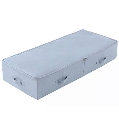 Image de Amonsen 100 * 43 18 cm, bacs de rangement sous lit taille jumbo avec 3 côtés ouverts et 2 fermetures à glissière, pliables respirants, gris clair