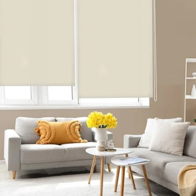 Image de Blindecor Ara Store enrouleur translucide uni Marron clair, 100 x 175 cm (largeur hauteur) Taille du tissu 97 170 Stores pour fenêtres