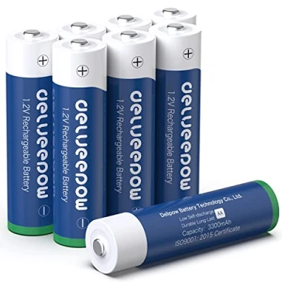 Image de Delyeepow Piles Rechargeables AA Ni MH, 3300mAh Haute Capacité Rechargeables, 1.2V 1200 Cycles, Lot de 8