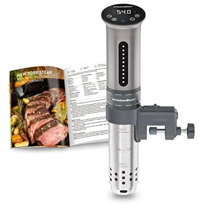 Image de KitchenBoss Cuiseur Sous Vide,1100W,IPX7 Imperméable à l&#039;eau,Calculateur d&#039;Immersion de Cuisinière,Thermostat Réglable pour un Contrôle Précis la Température
