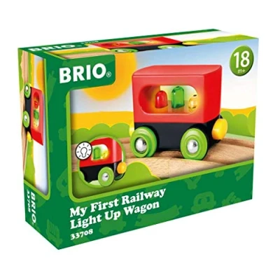 Image de BRIO 33708 Mon Premier Wagon Lumineux My First Railway avec fonction lumineuse Accessoire pour circuit de train en bois Jouet garcons et filles dès 18 mois