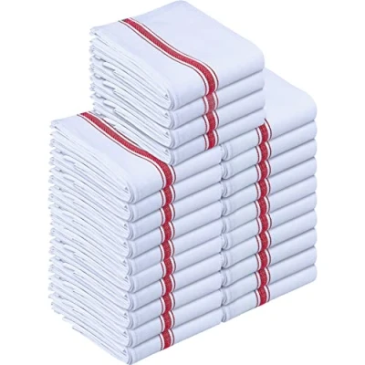 Image de Utopia Towels torchons de Cuisine 38 x 64 cm 100% Coton filé à l&#039;anneau, Super Absorbant, Ensemble et Doux réutilisables (Lot 24, Rouge Blanc)