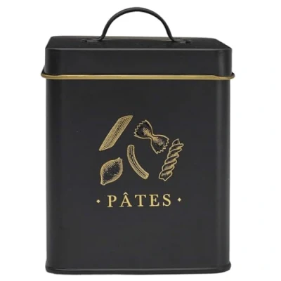 Image de COOK CONCEPT, BT6821, Boîte en métal élégante pour pâtes, Design Noir et doré, hermétique Conservation optimale, Facile à Nettoyer, capacité généreuse, Taille : 1,5 L, Couleur Or